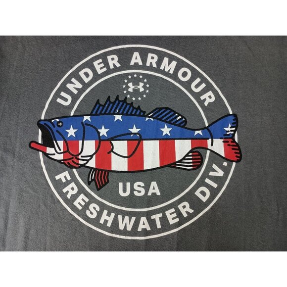 Under Armour Freshwater Division Bass T-Shirt Loose Fit Gray Men's Sz.XXL - Picture 6 of 7